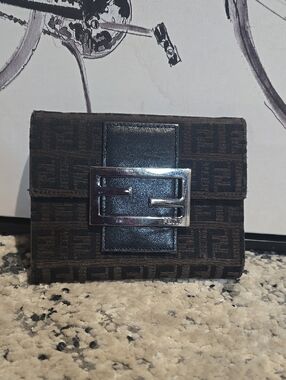 Vintage Fendi Zucca Canvas Trifold Wallet